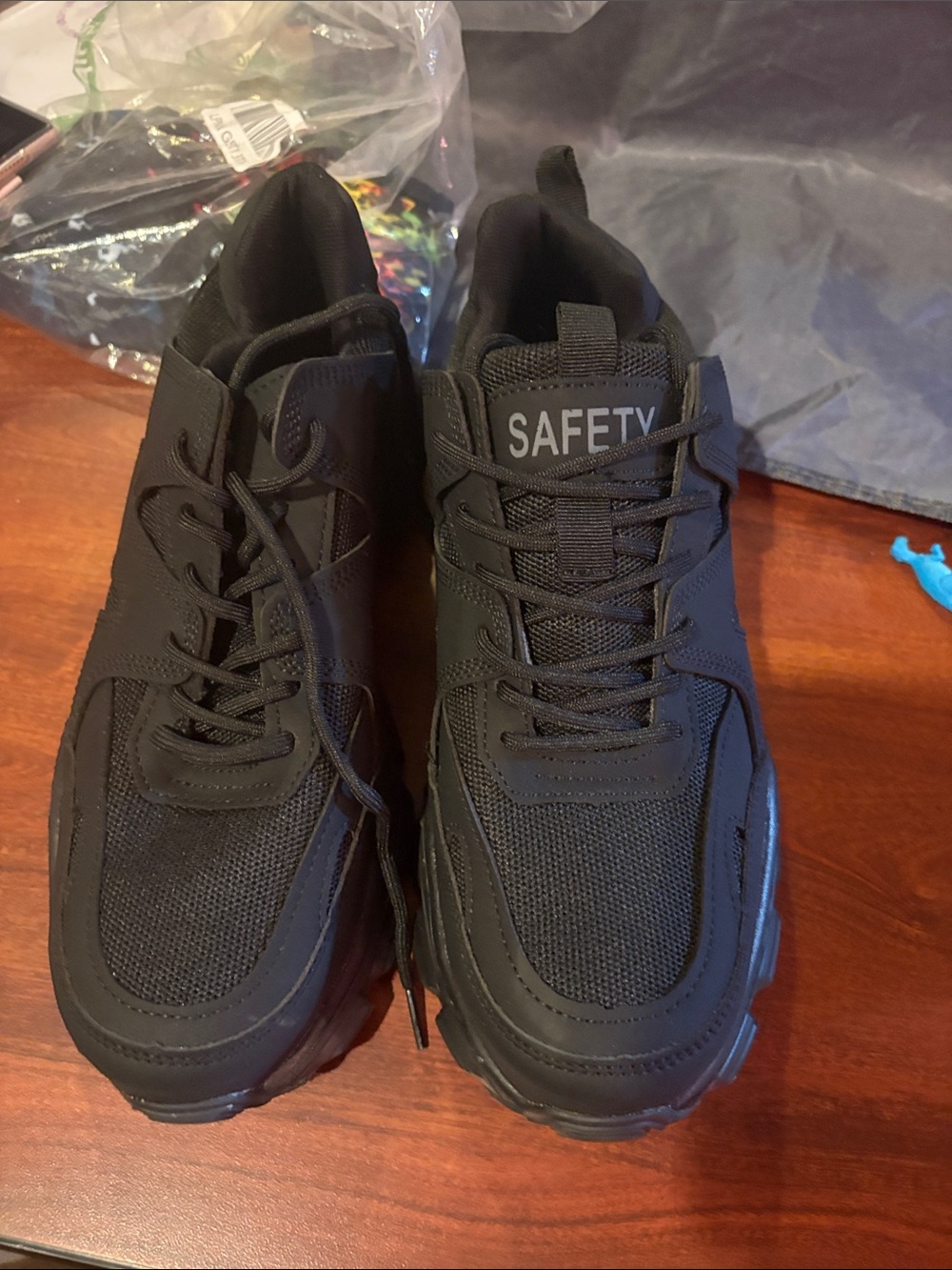 Safety unisex  Black steel toe Athletic Work Shoes w/ 13 or M 11.5
